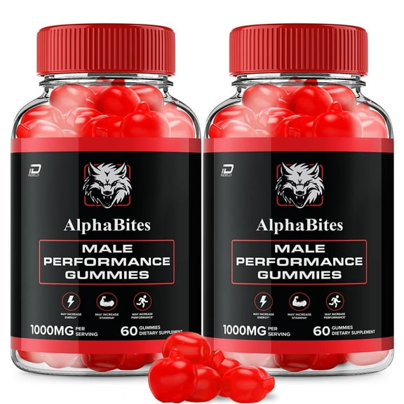 AlphaBites for Men Gummies – Alpha Bites Support for Muscle Growth, Max Performance, 2 Pack, 120 Gummies