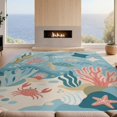 thumbnail image 2 of Design&I 6'x9' Washable Area Rug Blue Ocean Underwater Adventure Playful Marine Life with and Fish for Dining Room, Under Table, Office, Snag-Free, 2 of 7