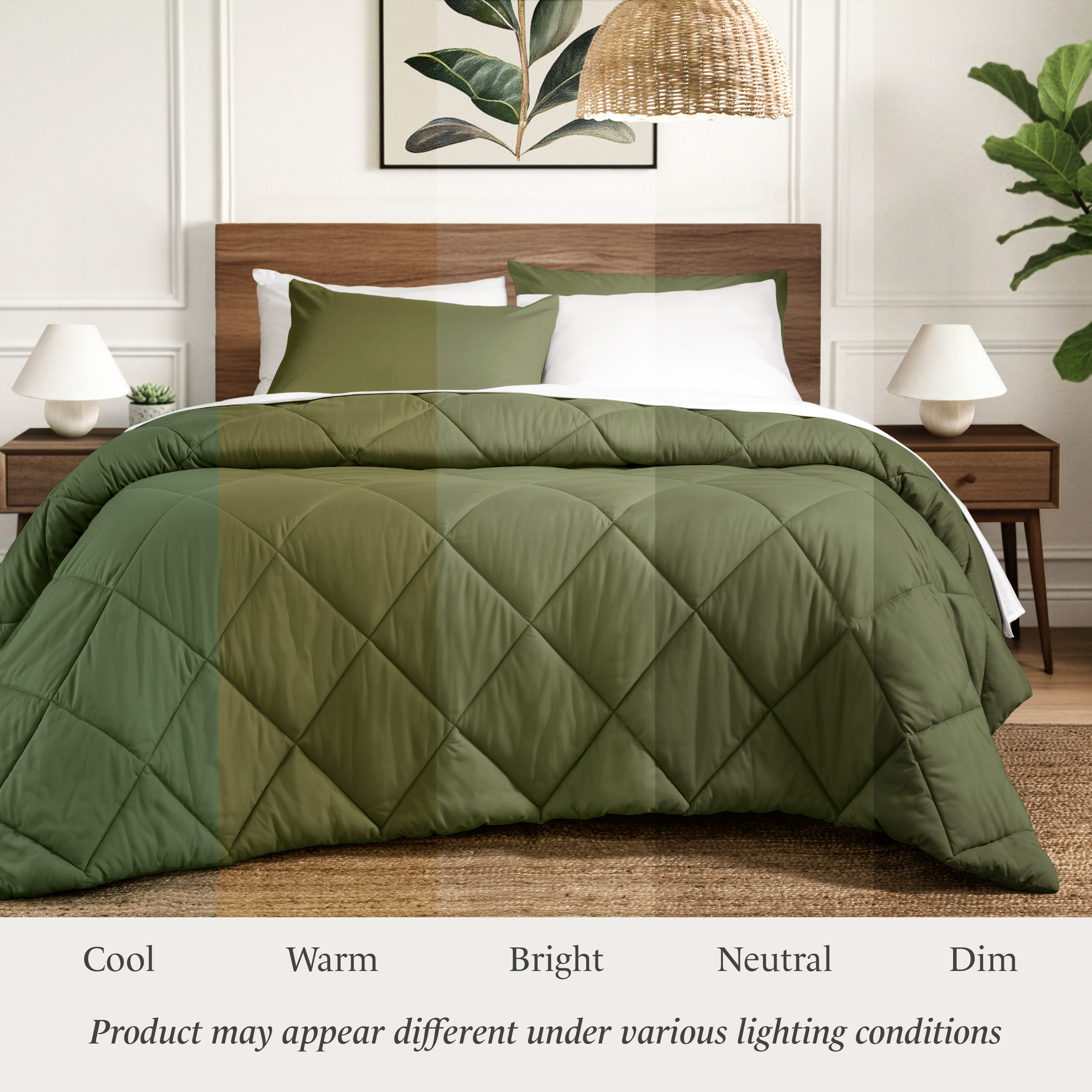 Ivy Union Comforter Set - Diamond Stitch - Easy Care Ultra - Soft Microfiber - All Season Warmth - Bedding Comforter Set - Cal King - Cypress