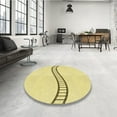 thumbnail image 4 of Ahgly Company Machine Washable Indoor Round Transitional Corn Yellow Area Rugs, 6' Round, 4 of 7