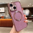 thumbnail image 2 of Funda magnética con purpurina para iPhone 14 de 6.1", compatible con Magsafe. Preciosa funda transparente con acabado brillante, protector de lente de cámara completo, antiarañazos y a prueba de, 2 of 8