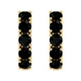thumbnail image 2 of 3 Carat (ctw) 10K Yellow Gold Round Black Diamond Ladies Huggies Hoop Earrings, 2 of 4