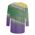 thumbnail image 4 of Mardi Gras Shirts for Women 3/4 Sleeve Crew T-Shirt Sequin Sparkly Blouses Funny Holiday Outfits Fat Tuesday Tshirt Mask Graphic Tees Spring Fashion Outfits Trendy Clothes 2026, 4 of 6