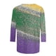 thumbnail image 4 of Xuyuer 2025 Womens 3/4 Sleeve Tops Mardi Gras and Christmas Costumes Fashion Round Neck Blouse, 4 of 6