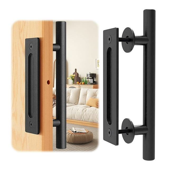 Langgg Versatile Options Widely Used Sliding Door Handle Black Barn Door Handle With Screws Calming