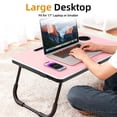 thumbnail image 6 of Portable Foldable Laptop Desk for Bed and Couch, Adjustable Lap Desk with Cup Holder and Phone Holder, Ideal for Working, Reading, Writing, and Breakfast-Pink, 6 of 6