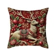 thumbnail image 2 of HomeKingdee Red Relief Vintage Christmas Throw Pillow Covers, Soft Comfy Xmas Santa Claus Trees Pillow Cases, Aesthetic Snowman Reindeer 3D Decor, 2 of 6