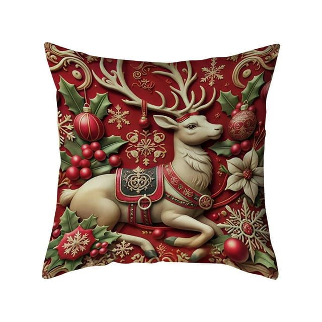 Christmas Pillow Covers 17.7x17.7 Inches Decorative Pillow Cases With Soft Fabric Hidden Zipper For Home Decor