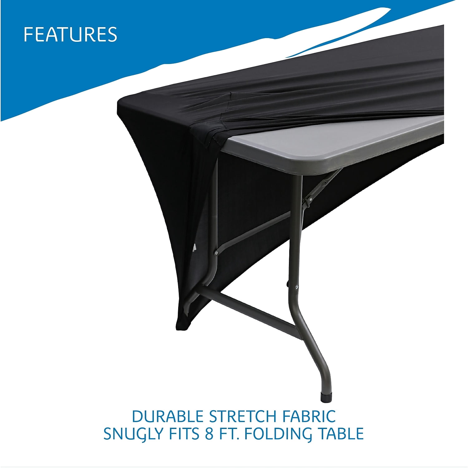 Iceberg, ICE16531, Stretch Fabric Table Cover, 1 Each, Black