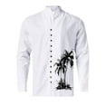 Icvfdpl Shirts For Men Holiday Seaside Loose Button Stand Collar