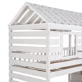 thumbnail image 7 of Twin Over Twin Bunk Beds with Trundle & Slide, Solid Pinewood House Bedframe w/ Storage Staircase, Roof & Window Design, No Box Spring Need, White, 7 of 7