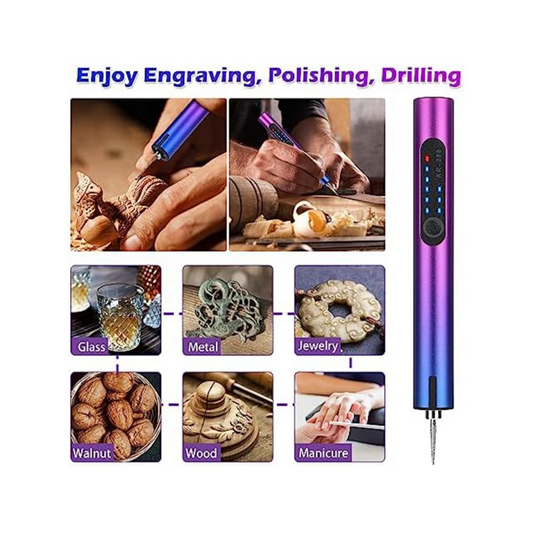 Electric Engraving Pen Kit, Cordless Rechargeable Grinding Pen with 36  Bits, DIY RotaryEtching Pen for Carving Glass 