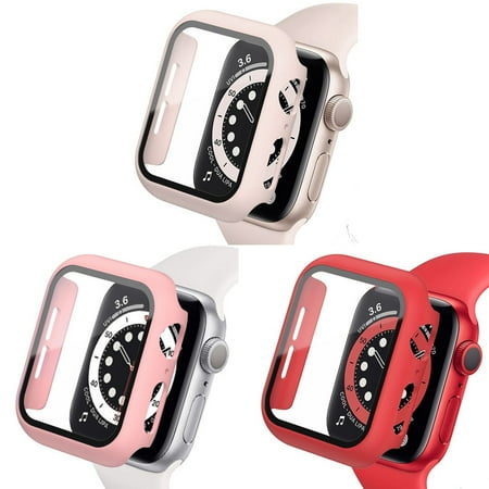 Yepband 3Pack Hard Case Compatible with Apple Watch 38mm 40mm 44mm 45mm 41mm 42mm Tempered Glas Shockproof Waterproof Full Protective PC Bumper Case Face Cover for iWatch Series 9 8 7 SE 6 5 4 3 2 1