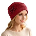thumbnail image 2 of Chemo Turban for Women Headwear Soft Cancer Head Scarf Hats Beanie Elastic Hair Wraps Wine One Size, 2 of 3