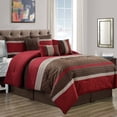 thumbnail image 1 of HGMart Bedding Comforter Set Bed In A Bag - 7 Piece Luxury Striped Microfiber Bedding Sets - Oversized Bedroom Comforters, King Size, Edsel Burgundy, 1 of 6