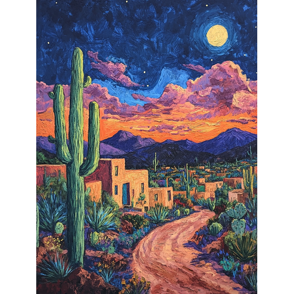 Desert Sunset Southwest Landscape Canvas Wall Art, Perfect for Living Room, Bedroom, Dining Room, Office, and Hallway Decor.