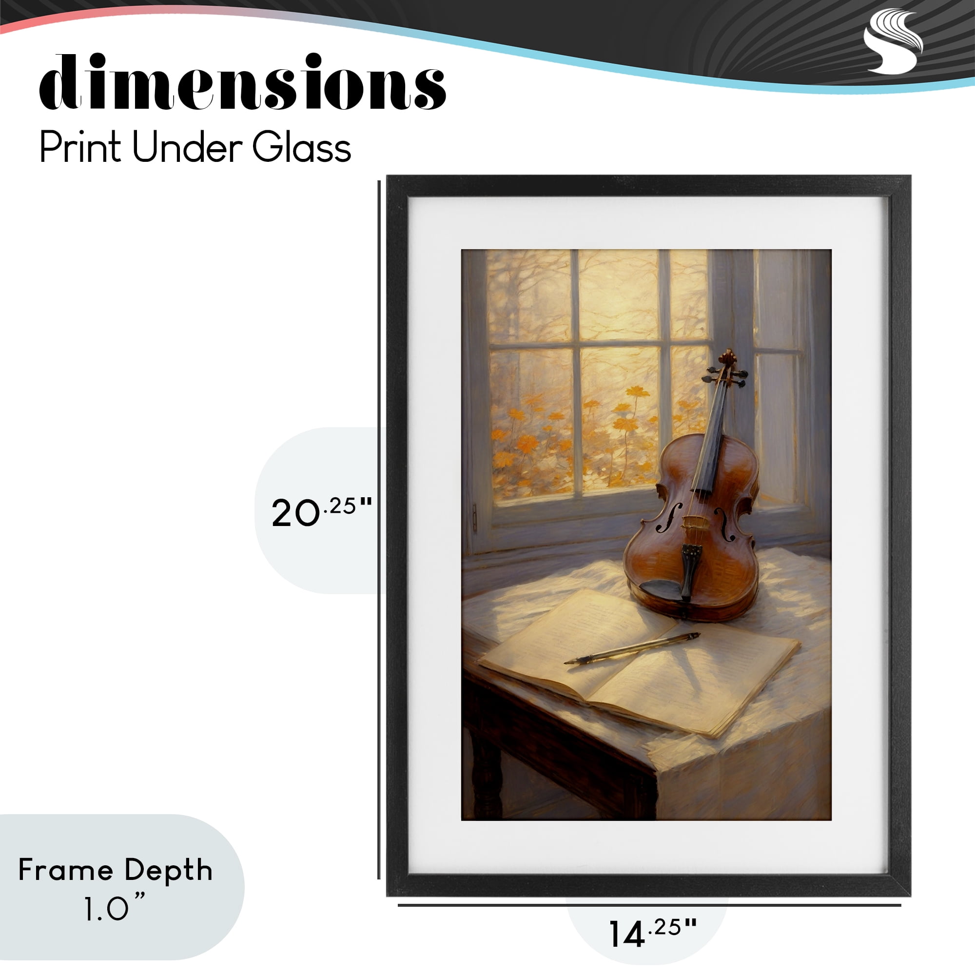Stupell Industries Autumn Sunlit Violin Black Framed Print Under Glass, design by Angie Hawke