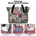 thumbnail image 2 of Tote Bag for Women - Pioneer Flower Shoulder Bag - Large Utility Work Duffle Bag with Zipper Handbag for Travel, Work, Sprots, 2 of 5