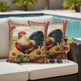 thumbnail image 5 of Red Rooster Flowers Egg Pillow Covers 2 Pack Vintage Style Farm Rooster Red Plaid Pillowcase Waterproof Outdoor Throw Pillow Cover for Patio Garden Square Cushion 18”x18”, 5 of 9