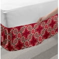 thumbnail image 2 of Mandala Bed Skirt, Round Floral Motifs in Vibrant Colors Paisley Inspired Folkloric Ornament, Elastic Bedskirt Dust Ruffle Wrap Around for Bedding Decor, 4 Sizes, Pink Seafoam Peach, by Ambesonne, 2 of 2