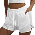 thumbnail image 2 of PNTUTB Women's Solid-Color Athletic Shorts with Elastic Waistband Drawstring,Fitness Running Mesh Breathable Shorts with Side Pockets, 2 of 6