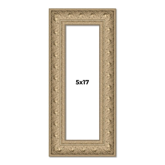 5x17 IN Frame Ornate Silver Beaded Solid Wood Picture Frame Width 2.5 Inches | Interior Depth 1