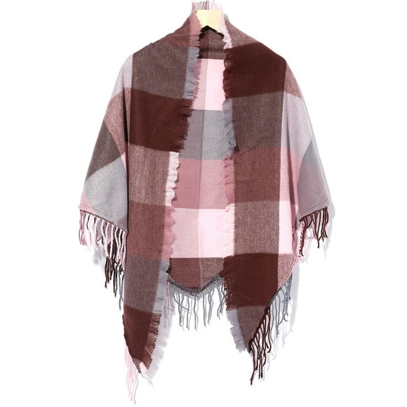 Coofit Shawl Scarf Plaid Polyester Triangular Blanket Scarf Winter Scarf for Ladies