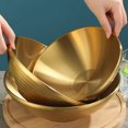 thumbnail image 6 of Noodle Bowl with Anti-slip Texture Stainless Steel Soup Bowl Durable Korean Style Fruit Salad Bowl for Home Tableware Golden Silver Color for Dining, 6 of 10