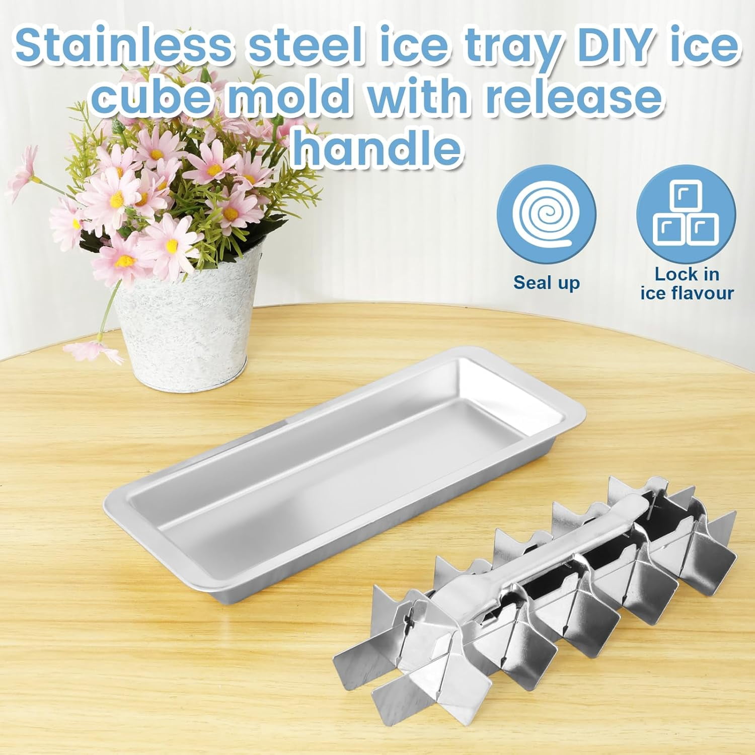 Stainless Steel Ice Cube Tray 18 Slot Removable Ice Cube Maker with Handle Easy to Release Ice Cube Tray Efficient Ice Cube Maker Reliable Ice Cube Tray for Ice Cubes