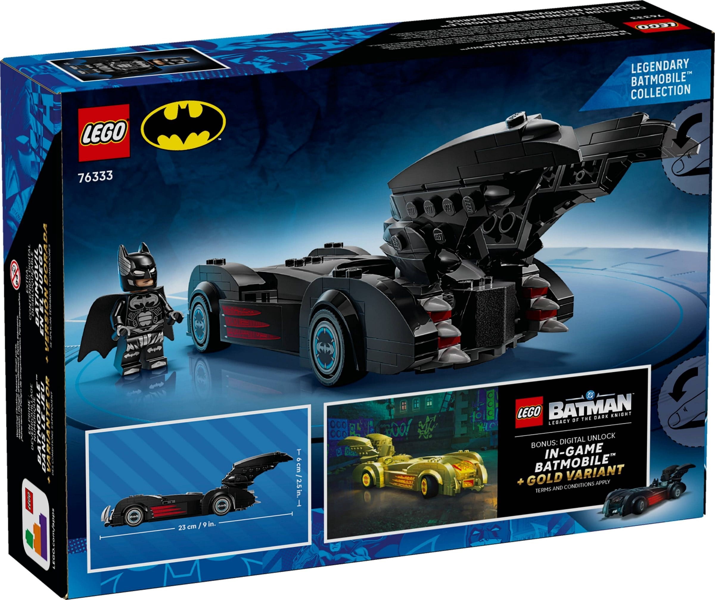 LEGO DC Batman & Robin Batmobile – 272-Piece Super Hero Car Building Set with Batman Minifigure & 20th Anniversary Coin, Collectible Movie Replica Gift for Kids – 76333