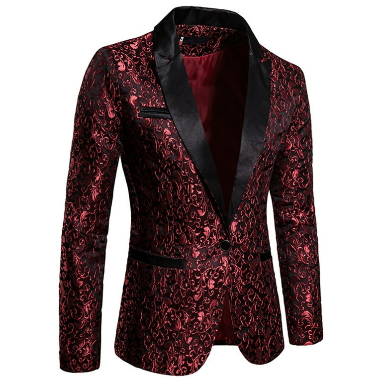 COOFANDY Men Shiny Sequin Blazer Tuxedo Party Dinner Prom One Button Suit  Jacket