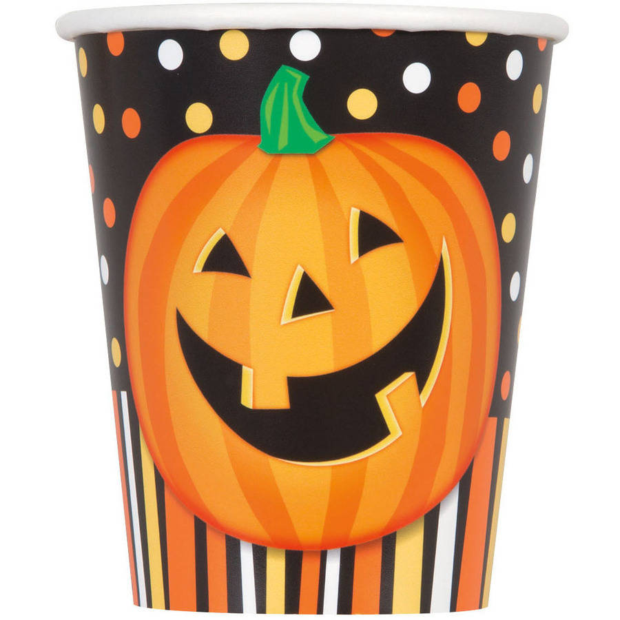 Smiling Pumpkin Halloween Paper Cups, 9oz, 8ct