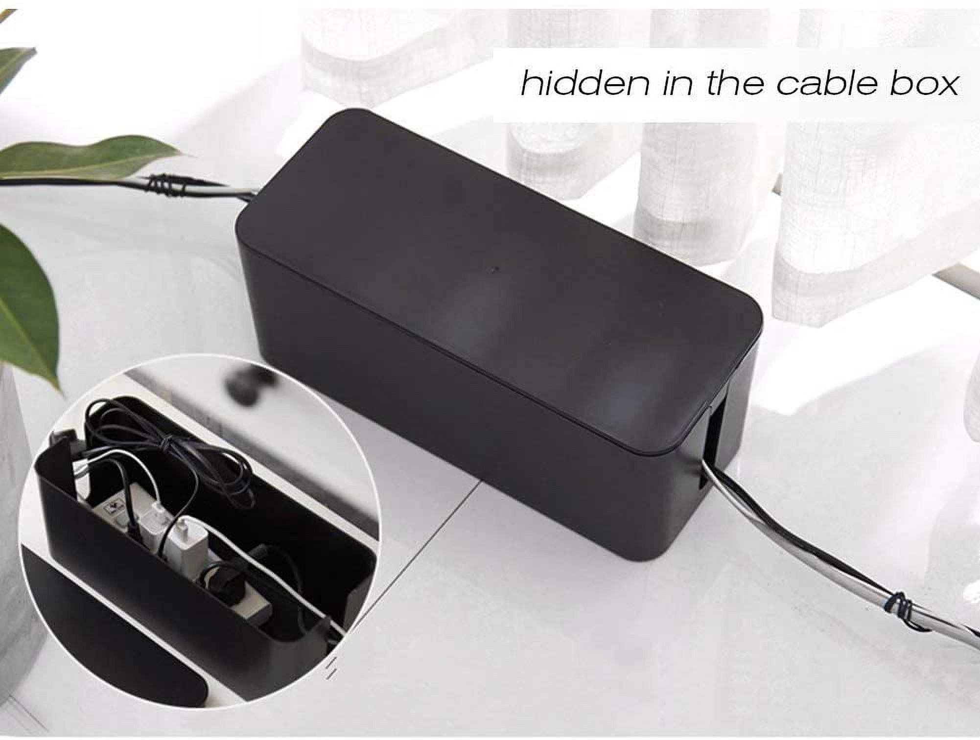 RGHJAR-Cable Management Box, 2 Set Cable Organizer for Cable and Cord Management, Storage and Holder to Cover and Hide & Power Strips & Cords (Black)