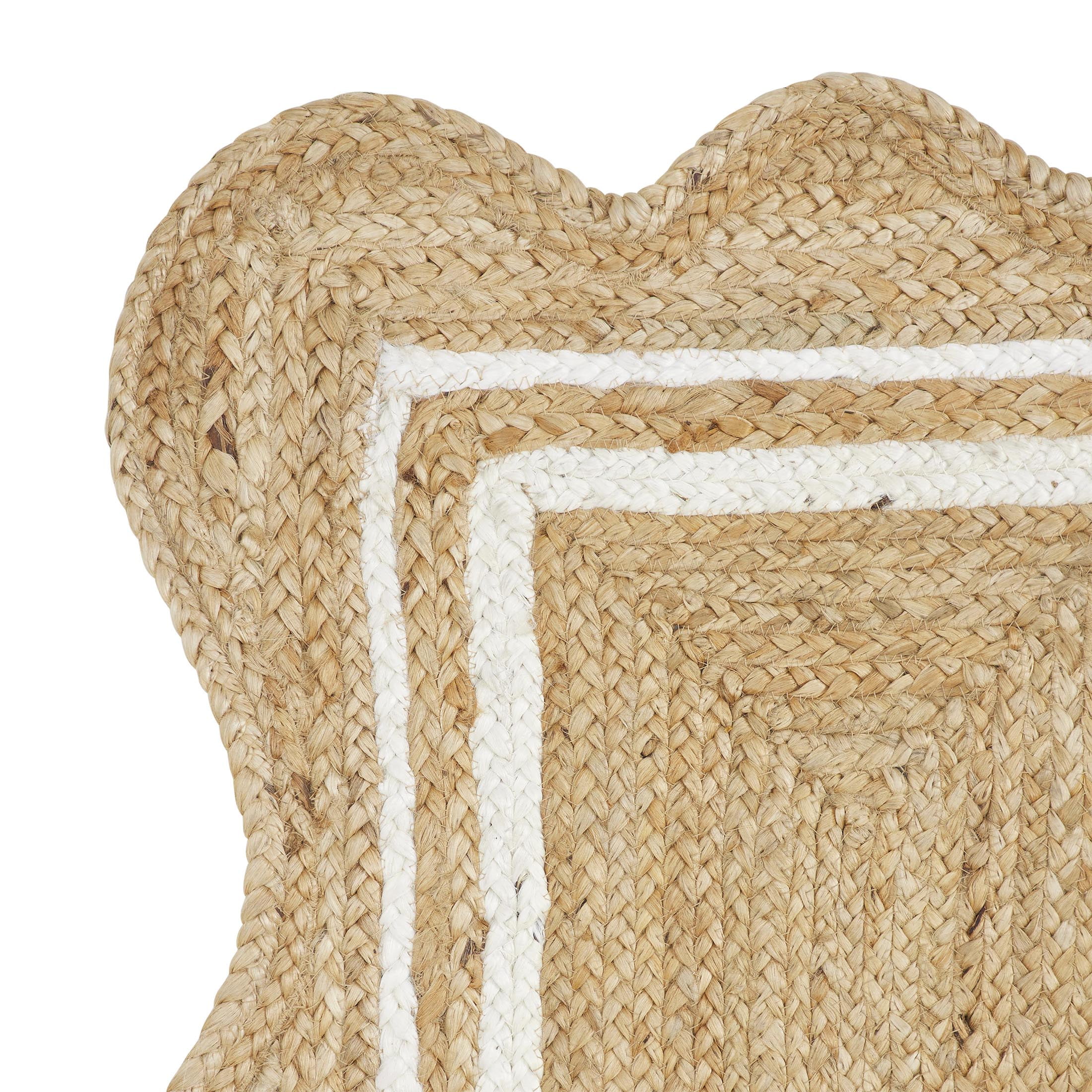 My Texas House Natural/White Scallop Jute with Border Rug Runner, 2' x 7'