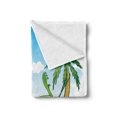 thumbnail image 2 of Iguana Soft Flannel Fleece Throw Blanket, Green Iguana Smiling Waving Sunbathing Tropical Holiday Palm Trees with Hammock, Cozy Plush for Indoor and Outdoor Use, 50" x 60", Multicolor, by Ambesonne, 2 of 5
