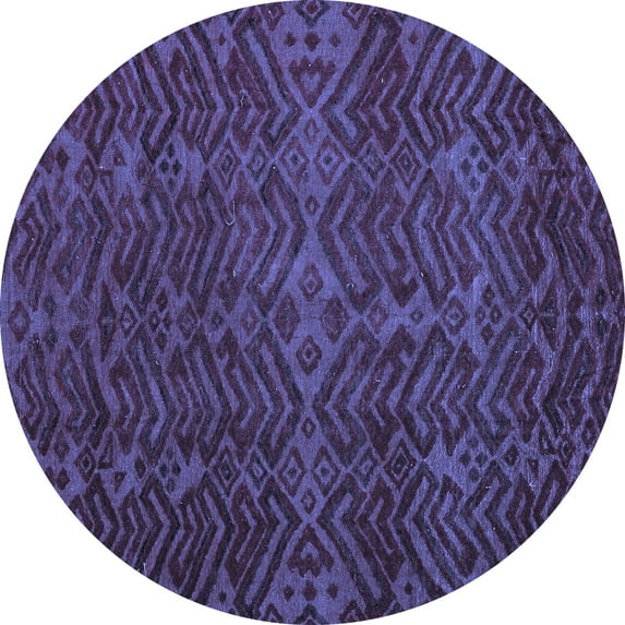 Ahgly Company Machine Washable Indoor Round Abstract Blue Modern Area Rugs, 7' Round