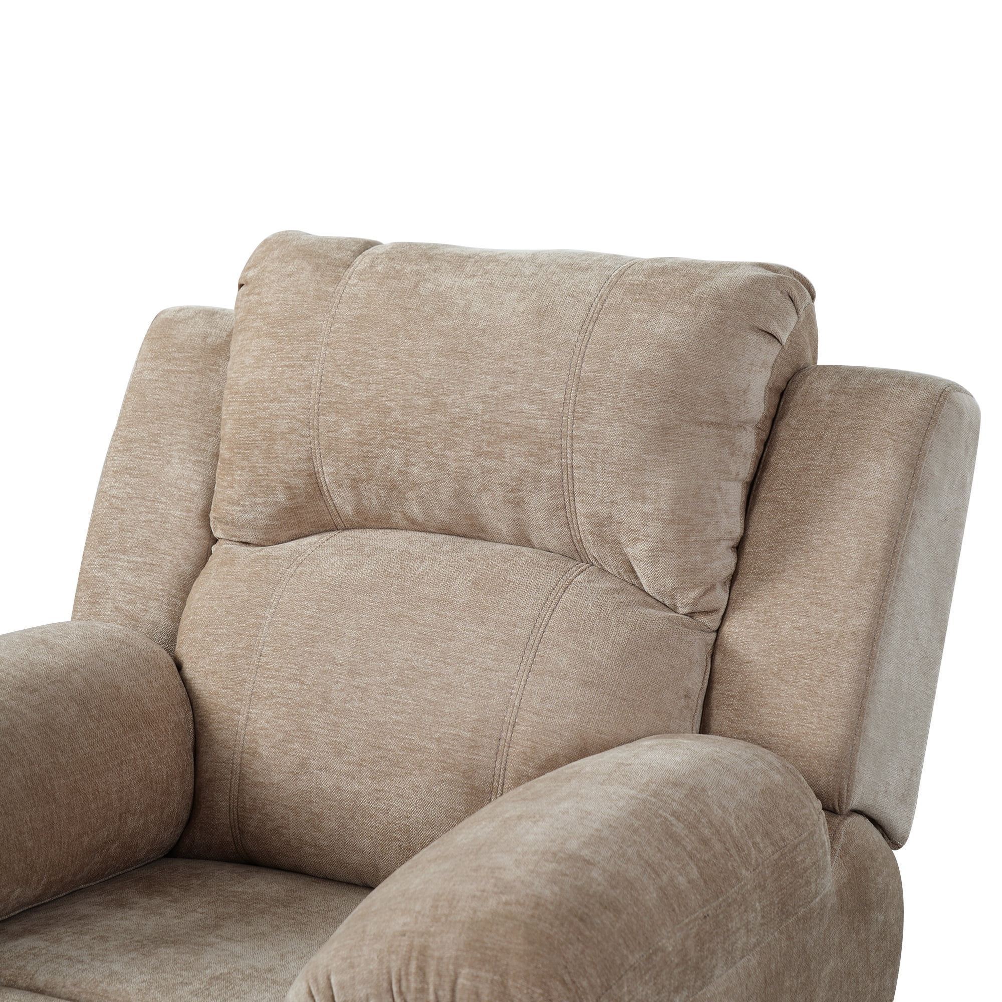 TiramisuBest Manual Recliner Chair,Chenille Upholstered Adjustable Lounge Armchair for Living Room,Oatmeal