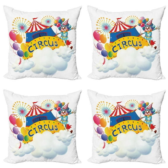 Ambesonne Colorful Throw Pillow Cover 4 Pack, Entertainer Comedian, 16", Multicolor