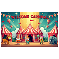 thumbnail image 3 of Carnival Themed Welcome Banner Party Backdrop Festive Lion Elephant Tent Decor Colorful Decorations for Celebration Event Photo Prop Fun Background, 3 of 8