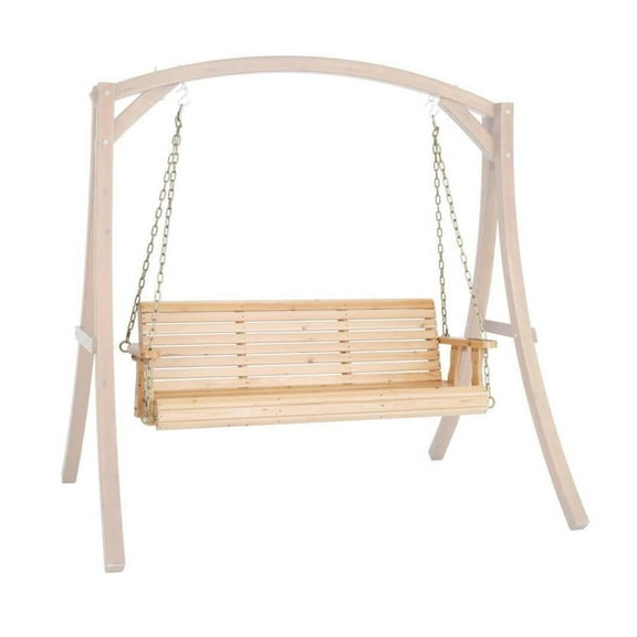 AetherLove Upgraded Patio Wooden Porch Swing for Courtyard & Garden, Heavy Duty 880 LBS Swing Chair Bench with Hanging Chains for Outdoors Natural