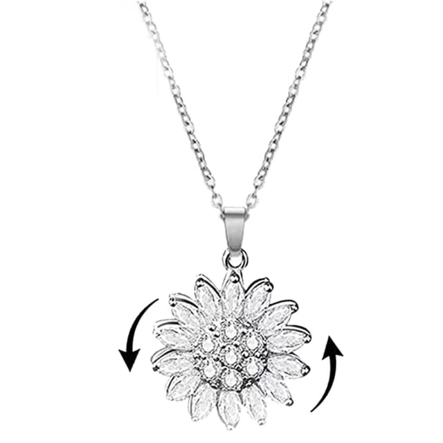 Xihbxyly Collar de Girasol Antiestrés con Colgante Giratorio y Función de Relajación Sensorial, Regalo Especial para Nieta, Color Dorado, 50 Cm de Largo, Una Joya Ideal para Ocasiones Especiales.