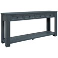 thumbnail image 4 of Table Console Bleu Marine avec Rangement - Table d'Accent en Bois Massif de 63 Pouces & MDF pour Entrée/salon avec Tiroirs & Étagère - Design Chic Rustique Vieilli, 4 of 21