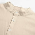 thumbnail image 5 of Danhjin Summer Linen T-Shirts for Men V Neck Collared Shirt Top Casual Short Sleeve Summer Fashion Spring Solid Color Beach Sun Shirt Comfy Blouse Going Out Tops with Button, 5 of 7