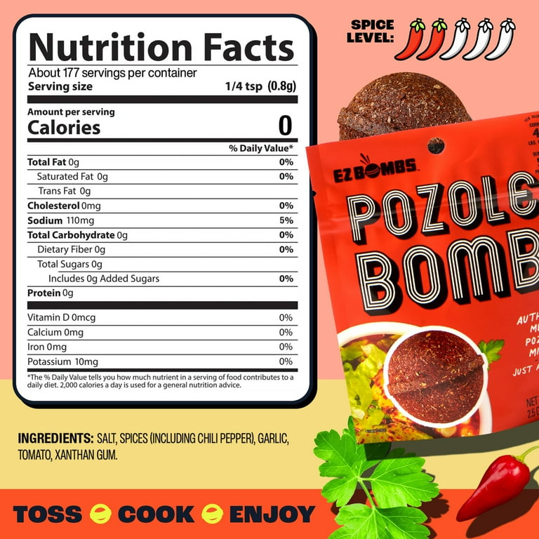 EZ Bombs Pozole Bomb Seasoning, Single Pack - Authentic Mexican