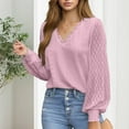 thumbnail image 2 of Womens Long Sleeve Eyelet Tops Dressy Casual Blouse Lace Trimmed V Neck Shirt 2024 Fall Outfit Clothes, 2 of 2