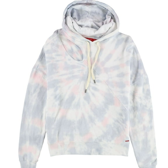 n:philanthropy Womens Tie Dyed Hoodie Sweatshirt, White, Small