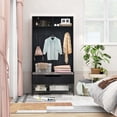 thumbnail image 2 of Costway 69" Tall Hall Tree with Seat Cushion Open Compartments Hooks Lift-top Storage Black, 2 of 10