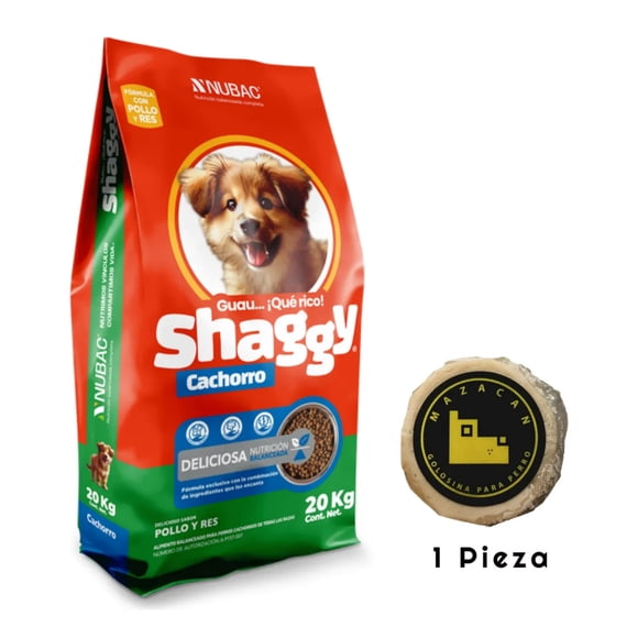 Shaggy Cachorro 20 Kg + Mazacan Para Perro 1 pza