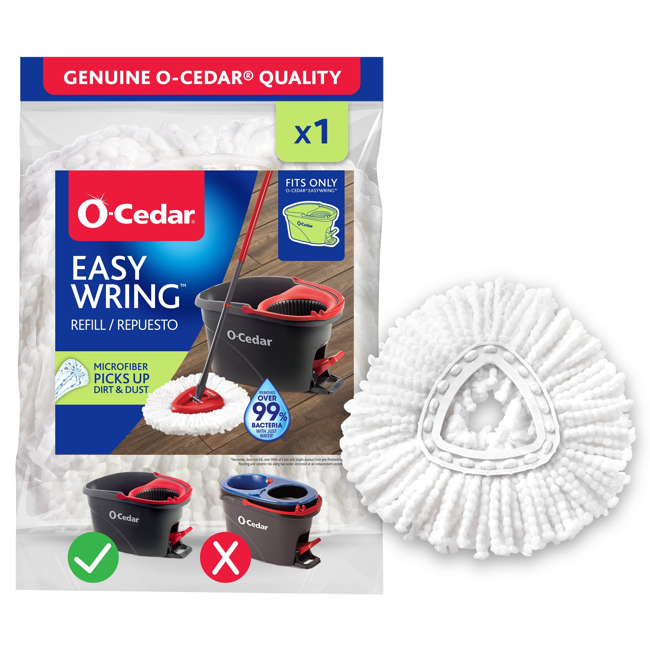 (4 pack) O-Cedar EasyWring Microfiber Spin Mop Head Replacement, Machine Washable & Reusable, 1 Count