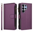 thumbnail image 2 of For Samsung Galaxy S26 Ultra 5G Wallet Phone Case-PU Leather Magnetic Flip Cover with 9 Credit Card Slots,Zipper Pocket & Detachable Wrist Strap,Shockproof,Purple,For Galaxy S26 Ultra 5G, 2 of 9